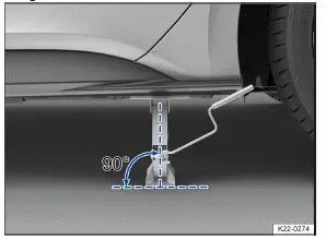 Volkswagen ID.3 Abb. 2 Korrekte Ausrichtung des Wagenhebers.