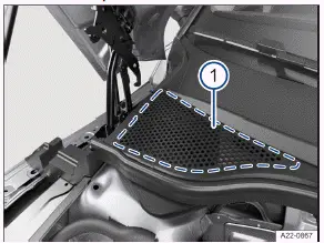 Volkswagen ID.3 Abb. 1 Zwischen Frontraum und Frontscheibe: Wasserkasten (Prinzipdarstellung).