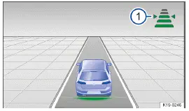 Volkswagen ID.3 Abb. 1 Im Display des Kombi-Instruments: Eingestellter Abstand bei Regelung (Prinzipdarstellung).