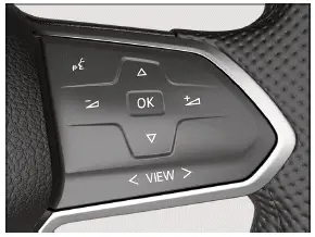 Volkswagen ID.3 Abb. 1 Rechte Seite des Multifunktionslenkrads: Digitales Kombi-Instrument bedienen