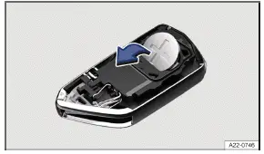 Volkswagen ID.3 Abb. 2 Fahrzeugschlüssel: Knopfzelle wechseln.
