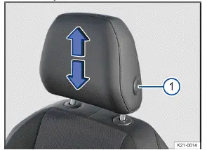 Volkswagen ID.3 Abb. 1 Vordere Kopfstütze einstellen (Prinzipdarstellung).