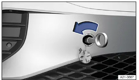 Volkswagen ID.4 Abschleppöse vorne einschrauben Position Gewinde Aufnahme