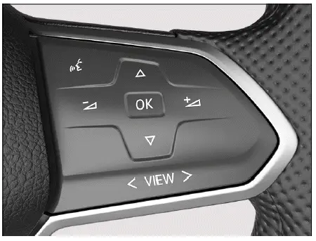 Volkswagen ID.4 multifunction steering wheel right side controls digital instrument cluster operation buttons