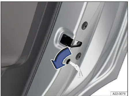 Volkswagen ID.4 rear door emergency locking slot manual locking procedure