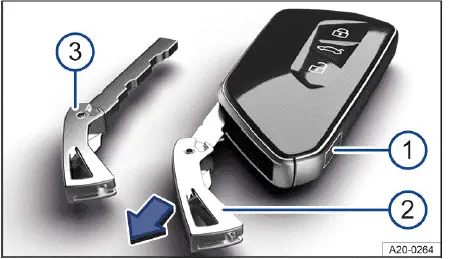 Volkswagen ID.4 emergency key removal unlocking manual key access