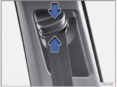 Volkswagen ID.4 seat belt height adjustment control next to front seats correct shoulder positioning