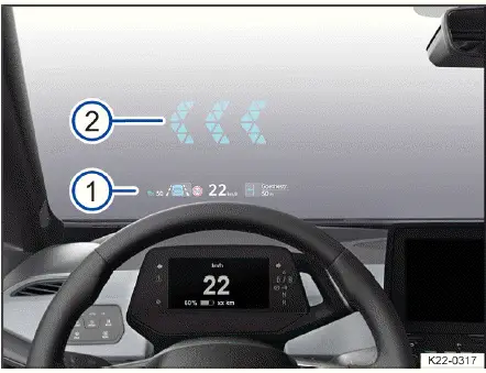 Volkswagen ID.4 head up display HUD projection windshield augmented reality navigation and speed information
