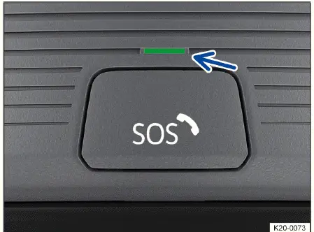 Volkswagen ID.4 emergency call button roof console SOS control indicator light