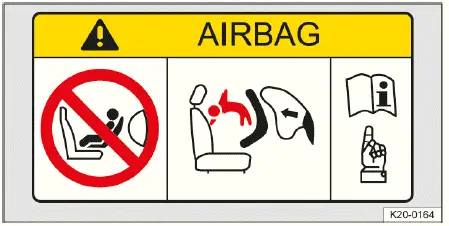 Volkswagen ID.4 airbag warning label sun visor passenger safety notice