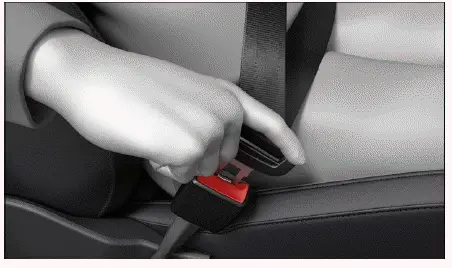 Volkswagen ID.4 inserting seat belt tongue into buckle proper fastening