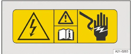 Volkswagen ID.4 Warnhinweis Frontraum Hochvoltsystem Position
